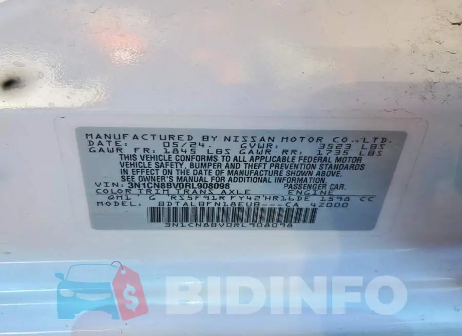 3N1CN8BV0RL908098 Photo# 13