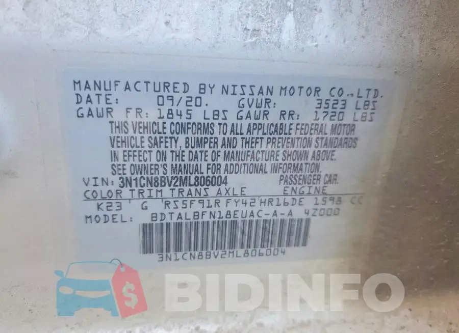 3N1CN8BV2ML806004 Photo# 12