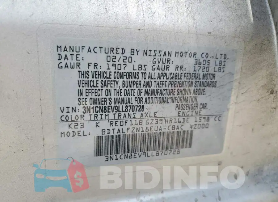 3N1CN8EV9LL870728 Photo# 13