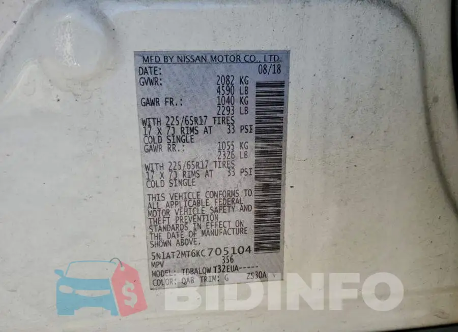 5N1AT2MT6KC705104 Photo# 14