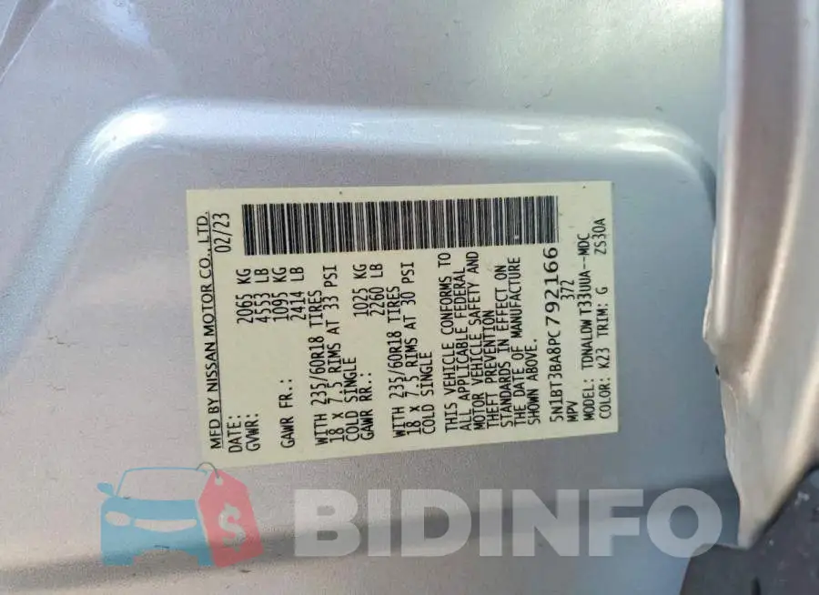 5N1BT3BA8PC792166 Photo# 13