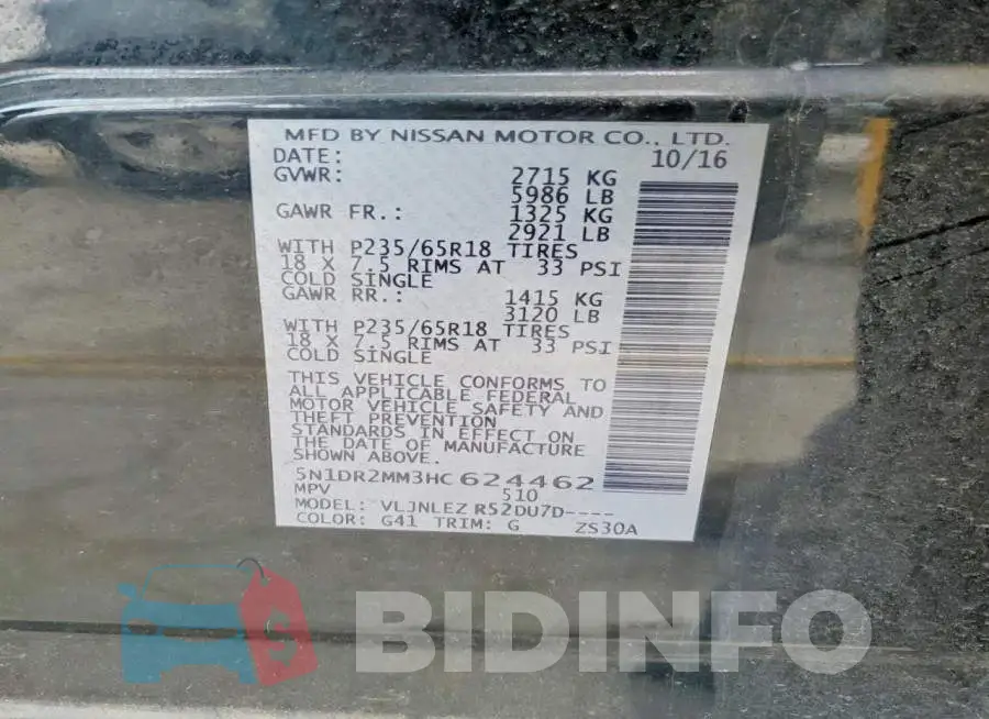 5N1DR2MM3HC624462 Photo# 13