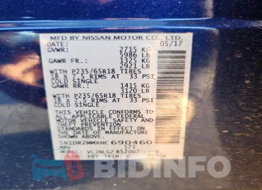 5N1DR2MMXHC690460 Photo# 12