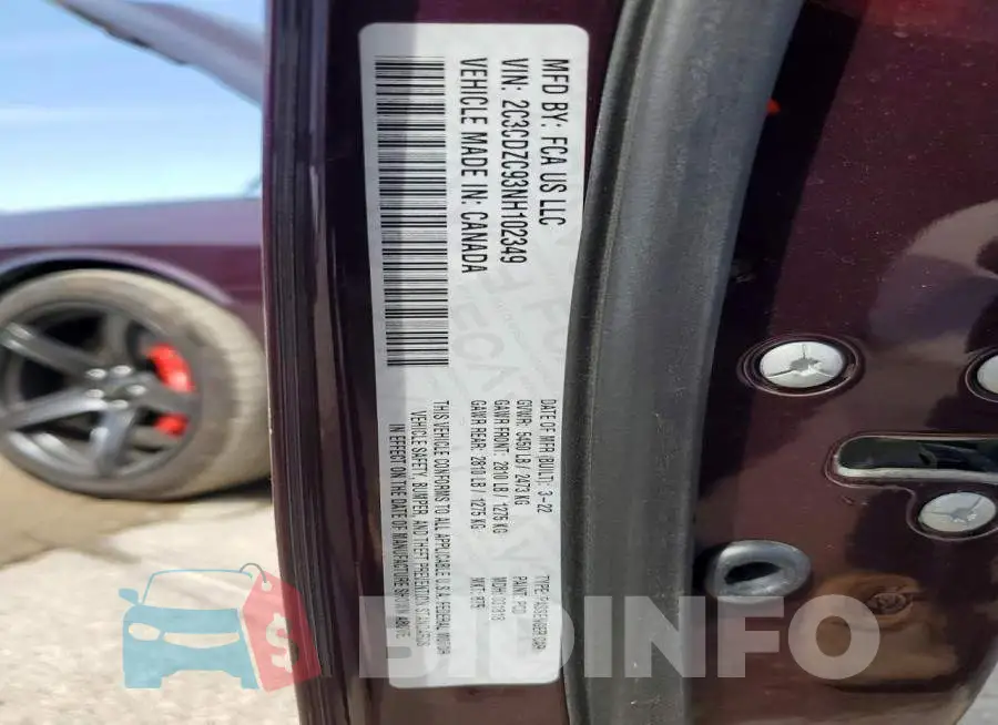 2C3CDZC93NH102349 Photo# 12