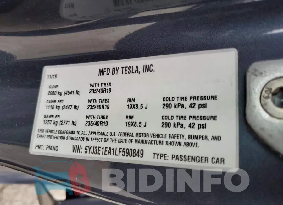 5YJ3E1EA1LF590849 Photo# 12