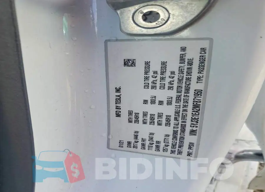 5YJ3E1EA2MF871950 Photo# 12