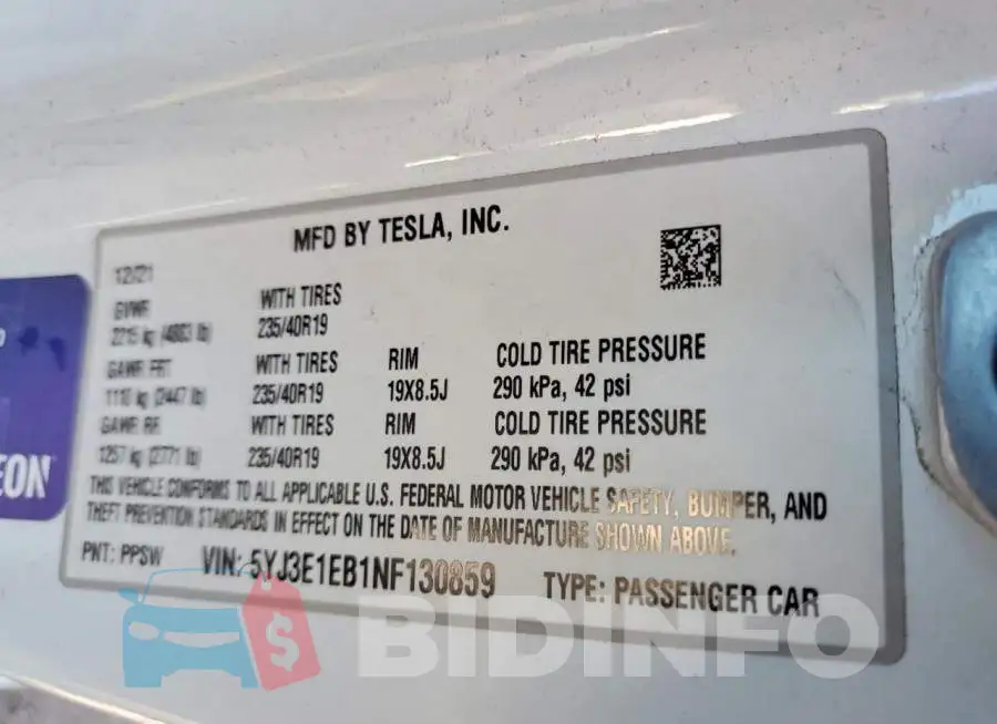 5YJ3E1EB1NF130859 Photo# 13