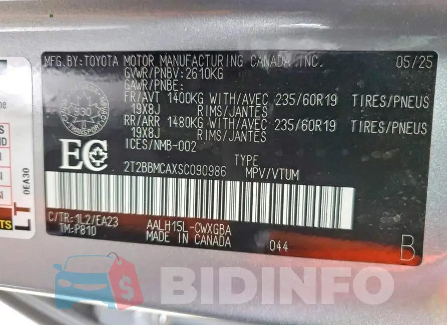 2T2BBMCAXSC090986 Photo# 14