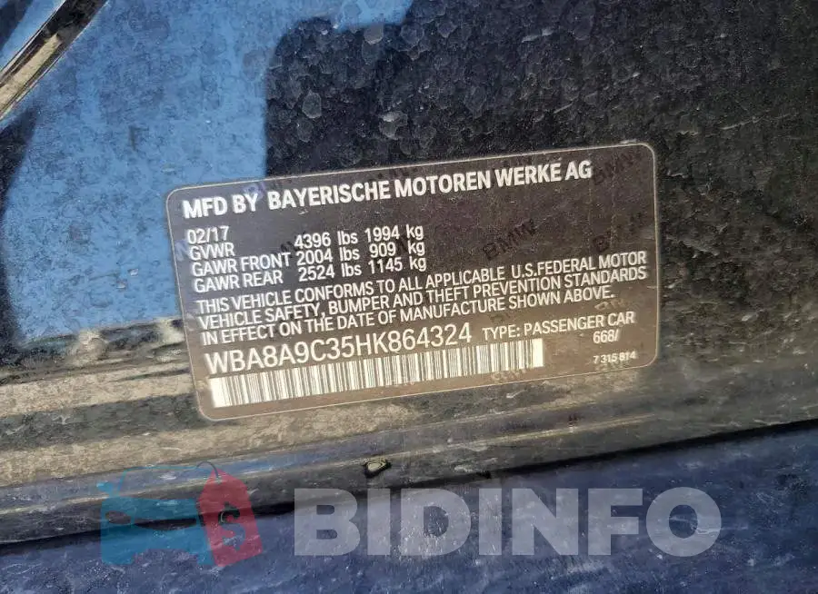 WBA8A9C35HK864324 Photo# 12
