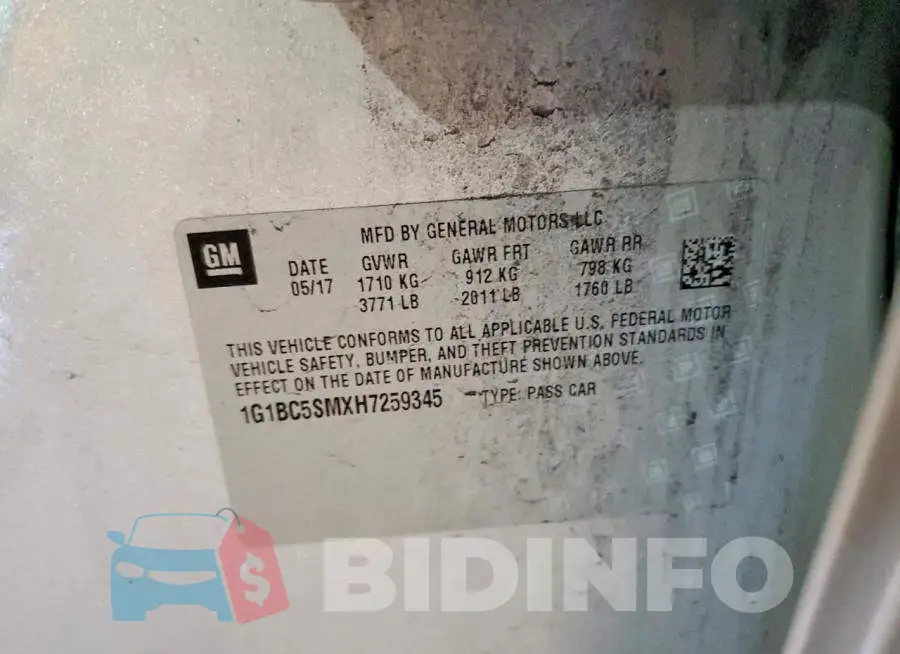 1G1BC5SMXH7259345 Photo# 12