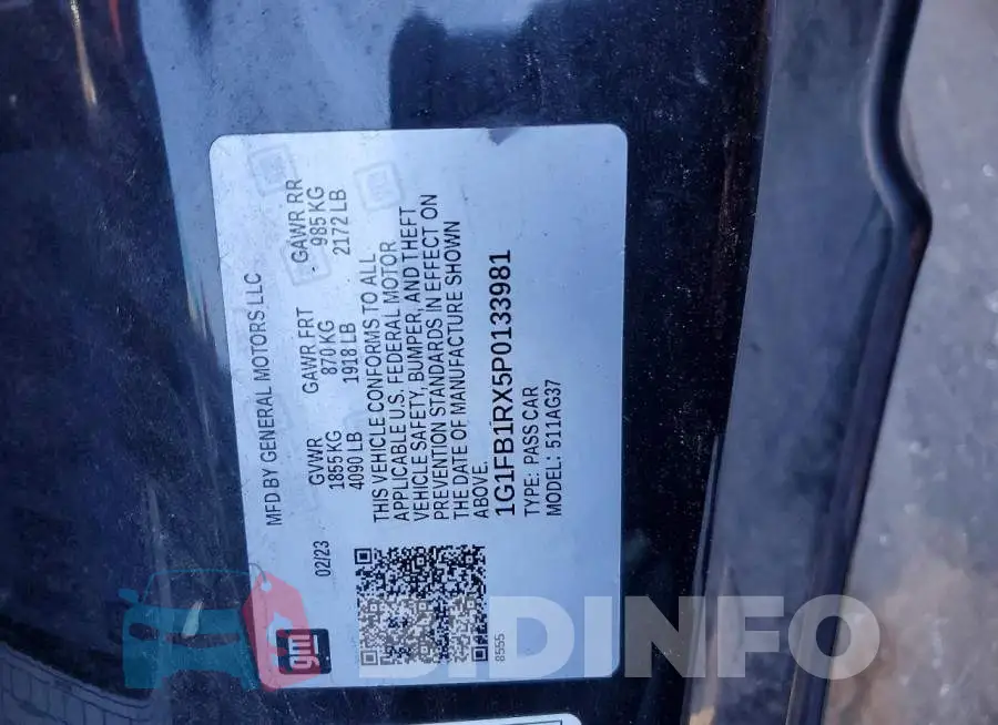 1G1FB1RX5P0133981 Photo# 12