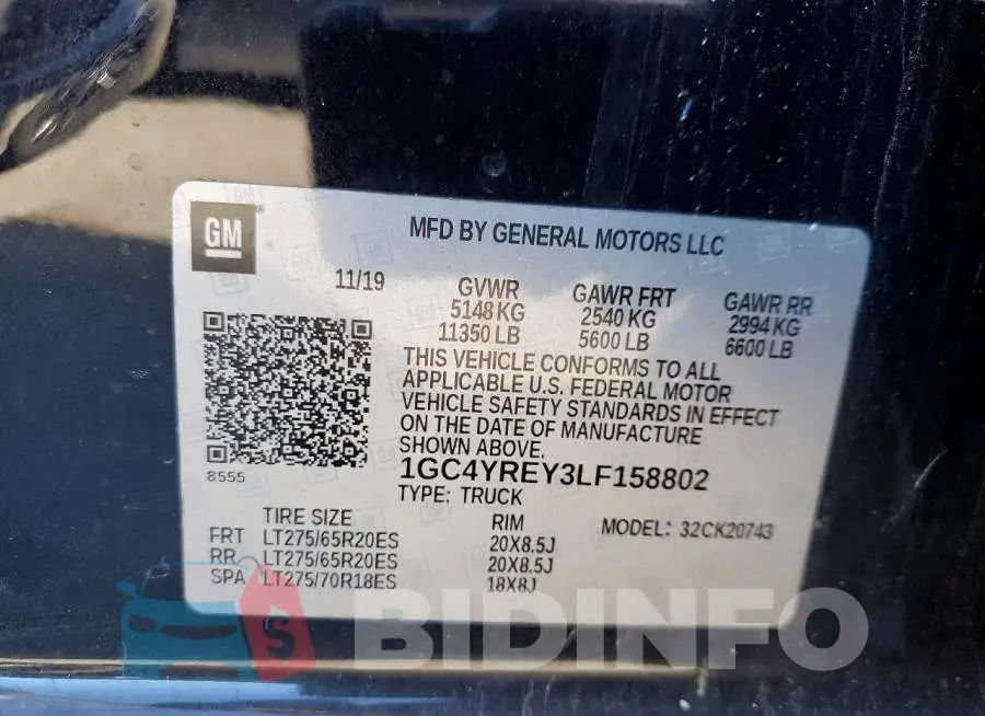 1GC4YREY3LF158802 Photo# 12