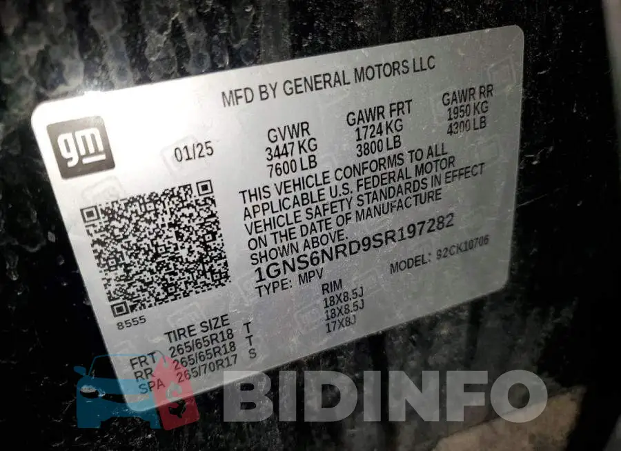 1GNS6NRD9SR197282 Photo# 14
