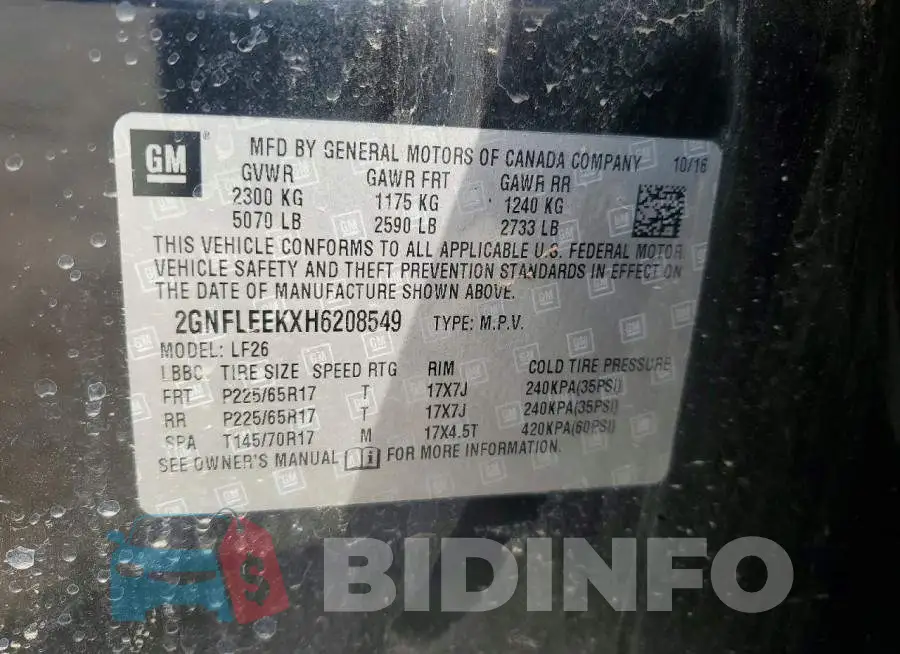 2GNFLEEKXH6208549 Photo# 12