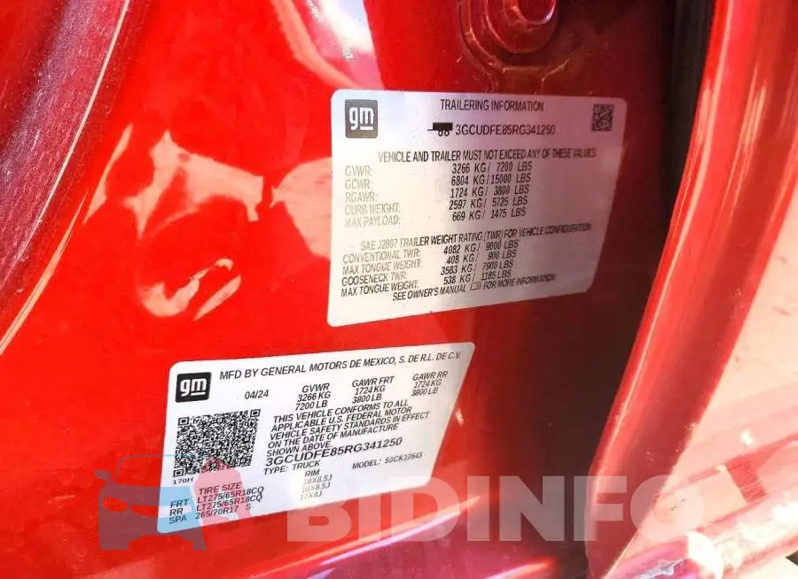 3GCUDFE85RG341250 Photo# 12