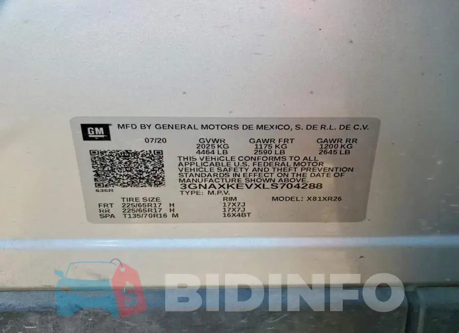 3GNAXKEVXLS704288 Photo# 14