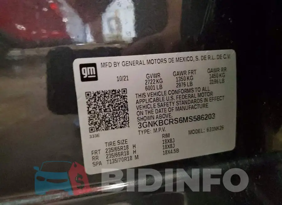 3GNKBCRS6MS586203 Photo# 13