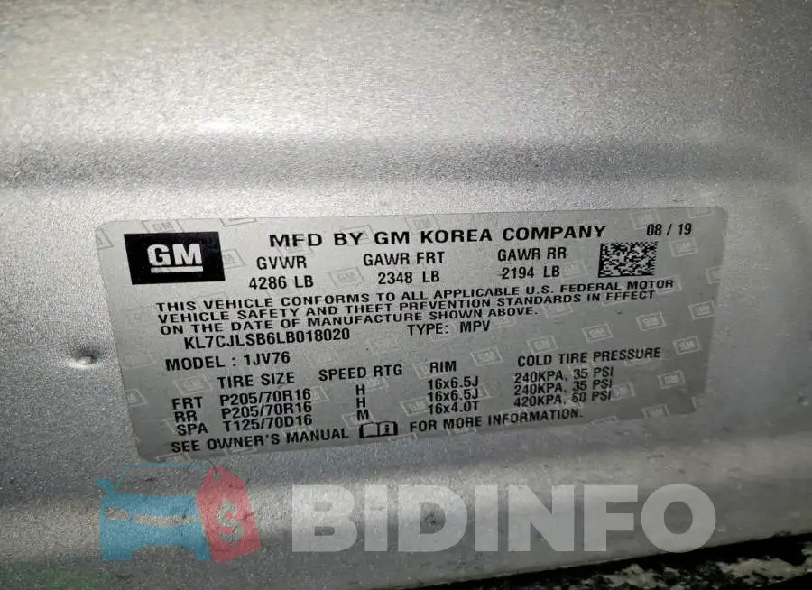 KL7CJLSB6LB018020 Photo# 13