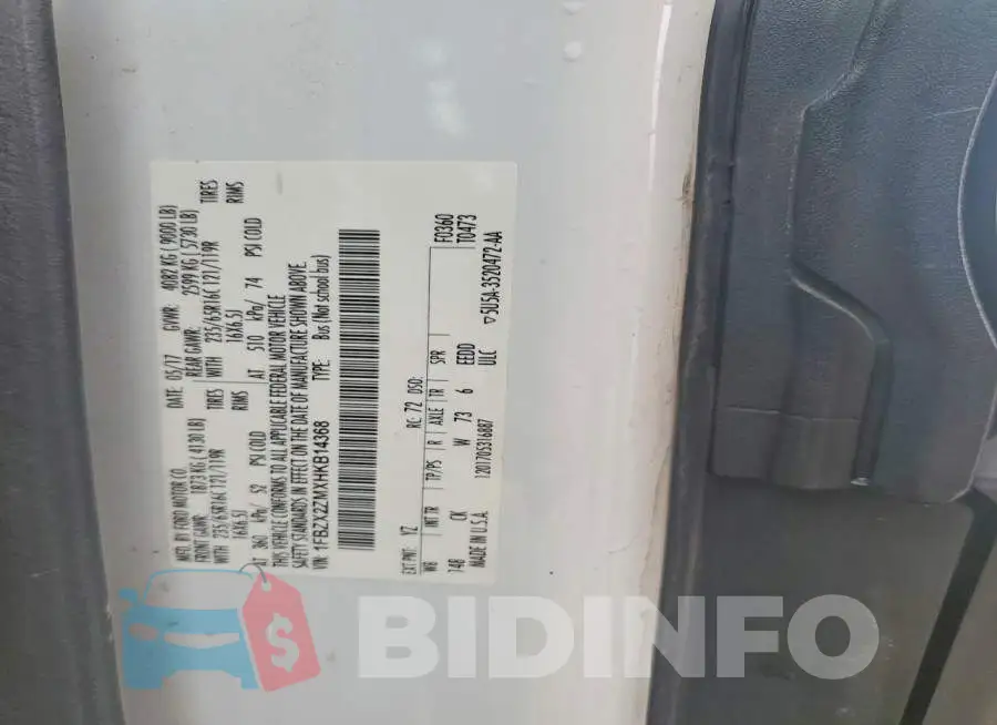 1FBZX2ZMXHKB14368 Photo# 13