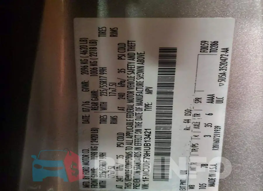 1FMCU0F79HUB13421 Photo# 14