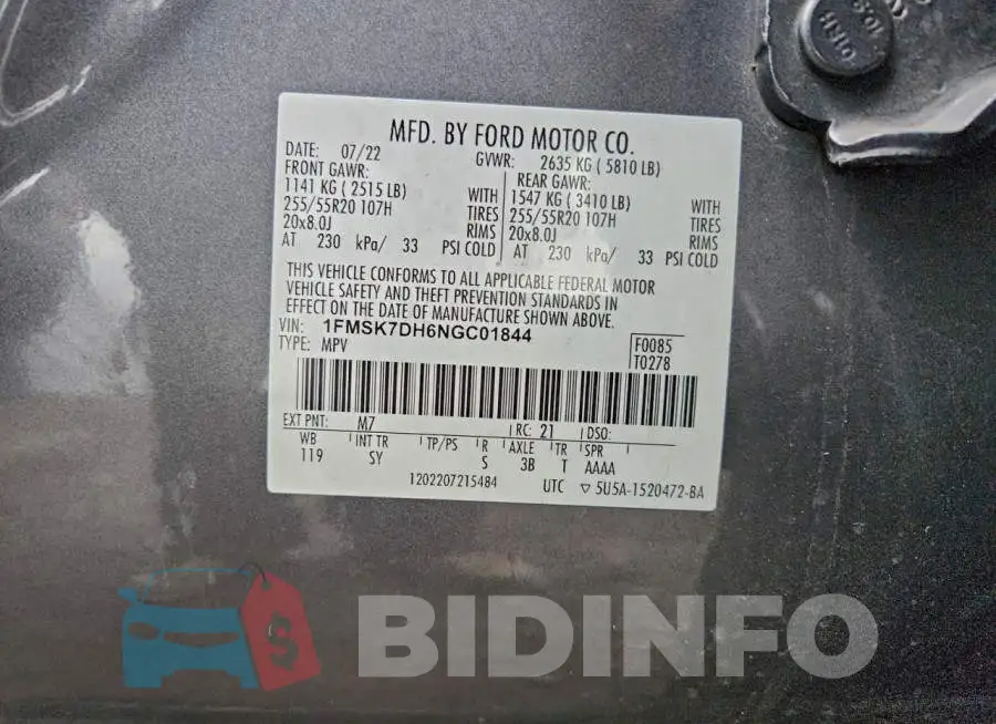1FMSK7DH6NGC01844 Photo# 13