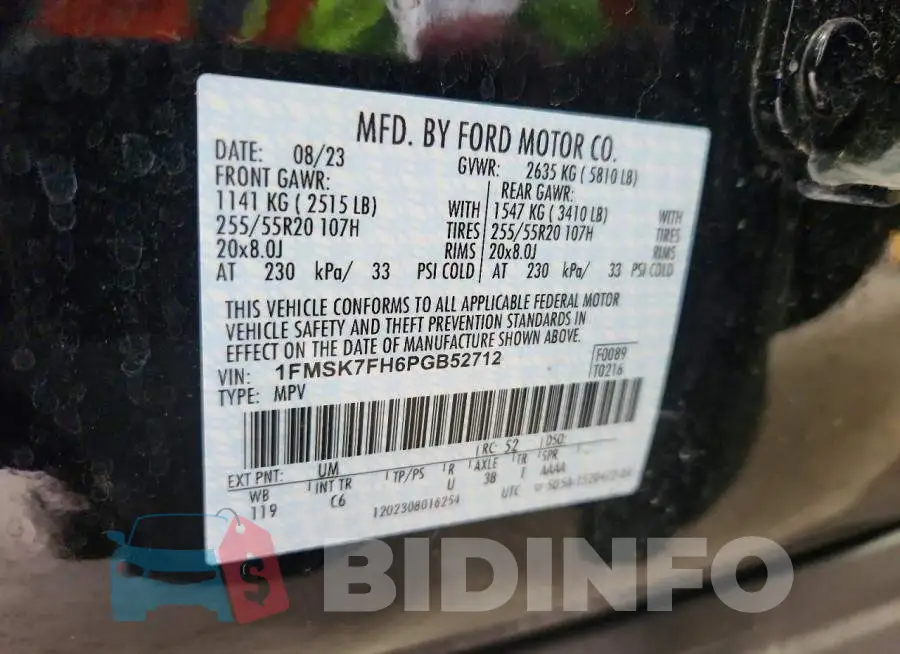 1FMSK7FH6PGB52712 Photo# 13