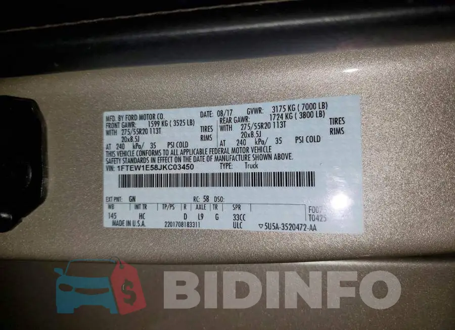 1FTEW1E58JKC03450 Photo# 12