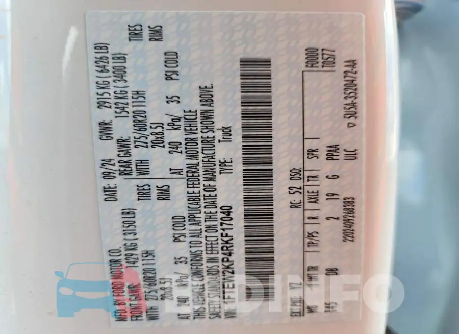 1FTEW2KP4RKF17040 Photo# 12