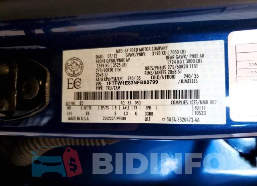 1FTFW1E83NFB80799 Photo# 12