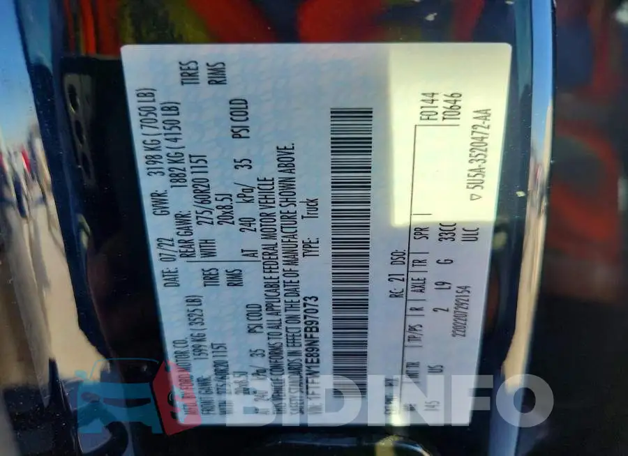 1FTFW1E89NFB97073 Photo# 13