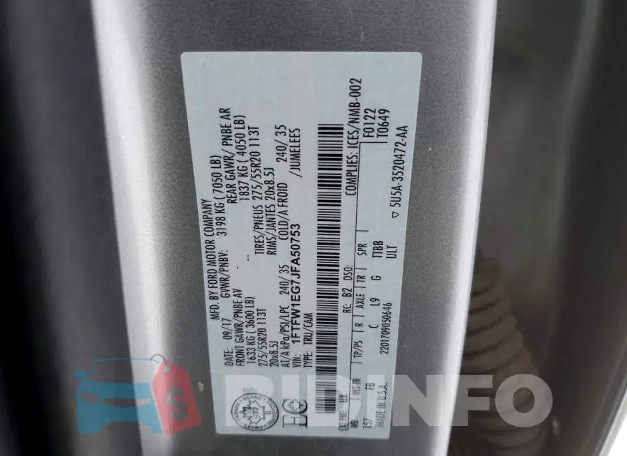 1FTFW1EG7JFA50753 Photo# 13