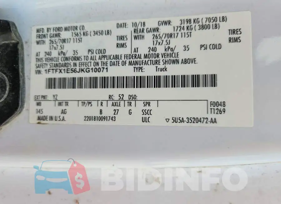 1FTFX1E56JKG10071 Photo# 12