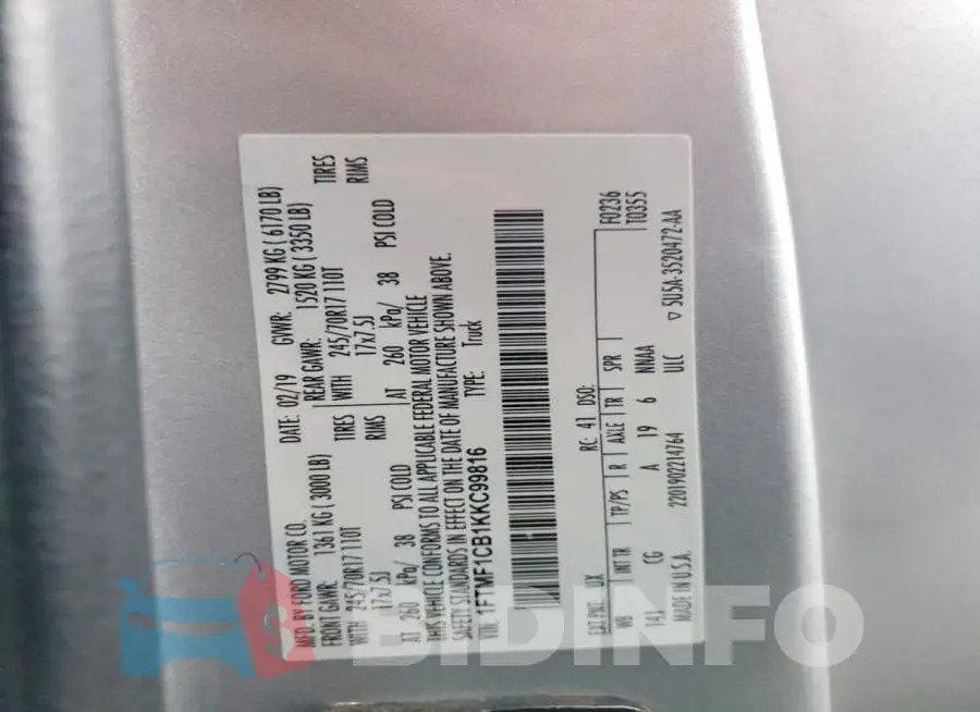 1FTMF1CB1KKC99816 Photo# 13