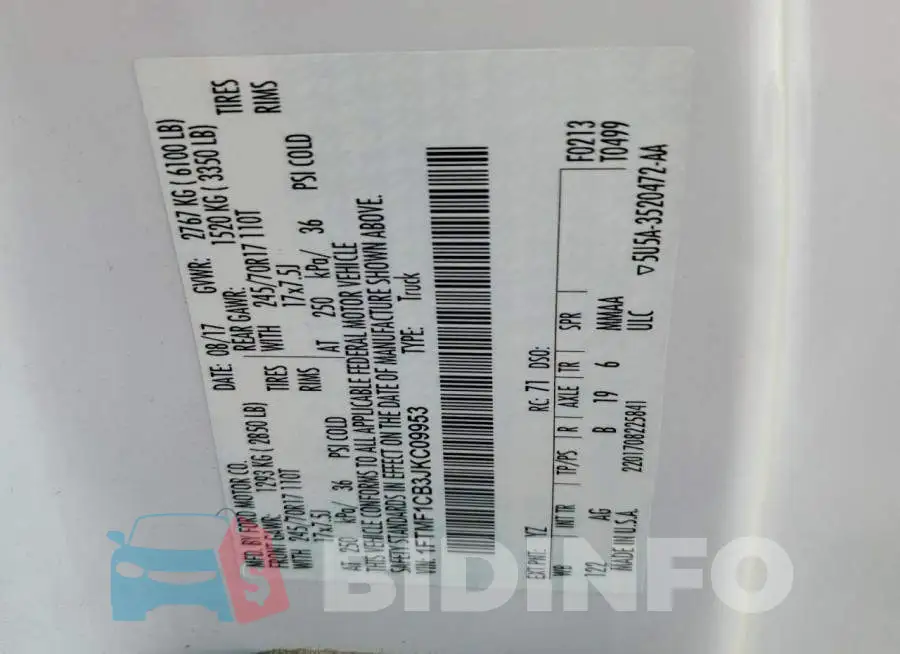 1FTMF1CB3JKC09953 Photo# 12