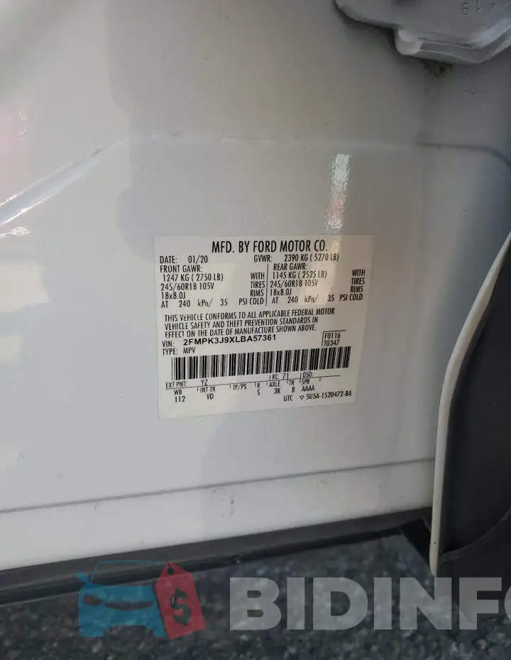 2FMPK3J9XLBA57361 Photo# 12