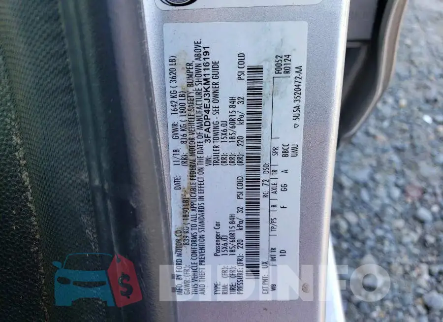 3FADP4EJ3KM116191 Photo# 12