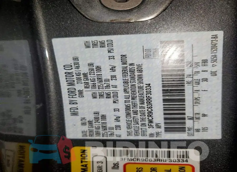 3FMCR9C63RRF30334 Photo# 13