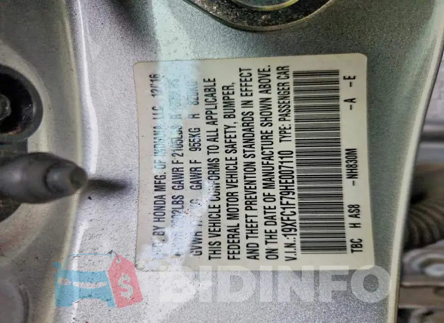 19XFC1F79HE007110 Photo# 12