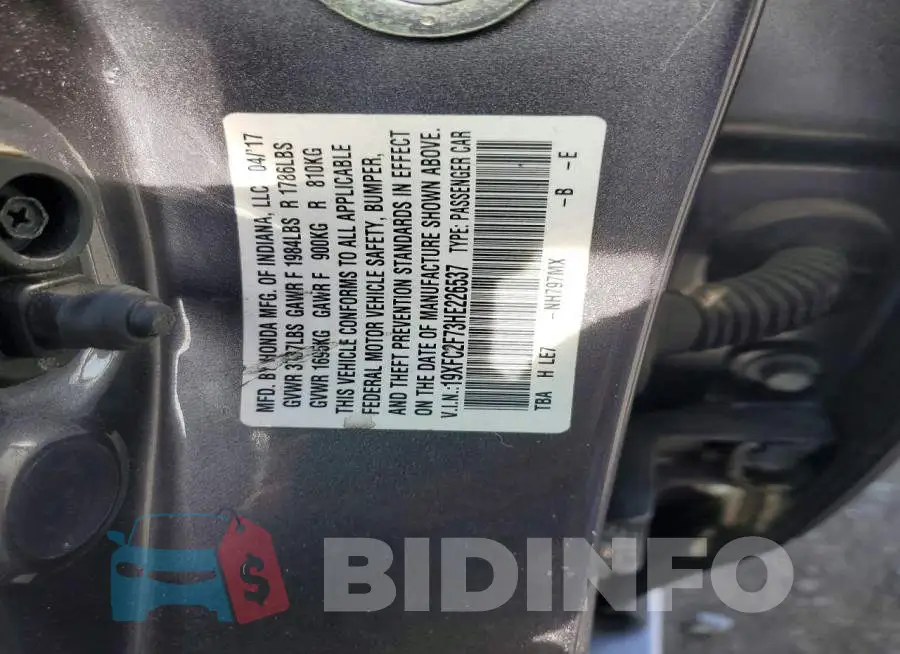 19XFC2F73HE226537 Photo# 12