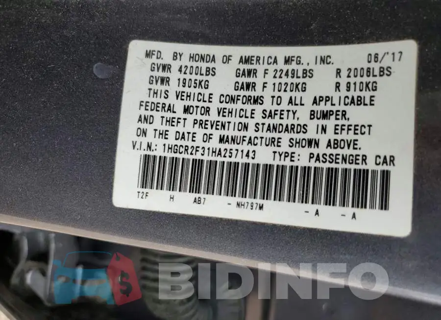 1HGCR2F31HA257143 Photo# 12