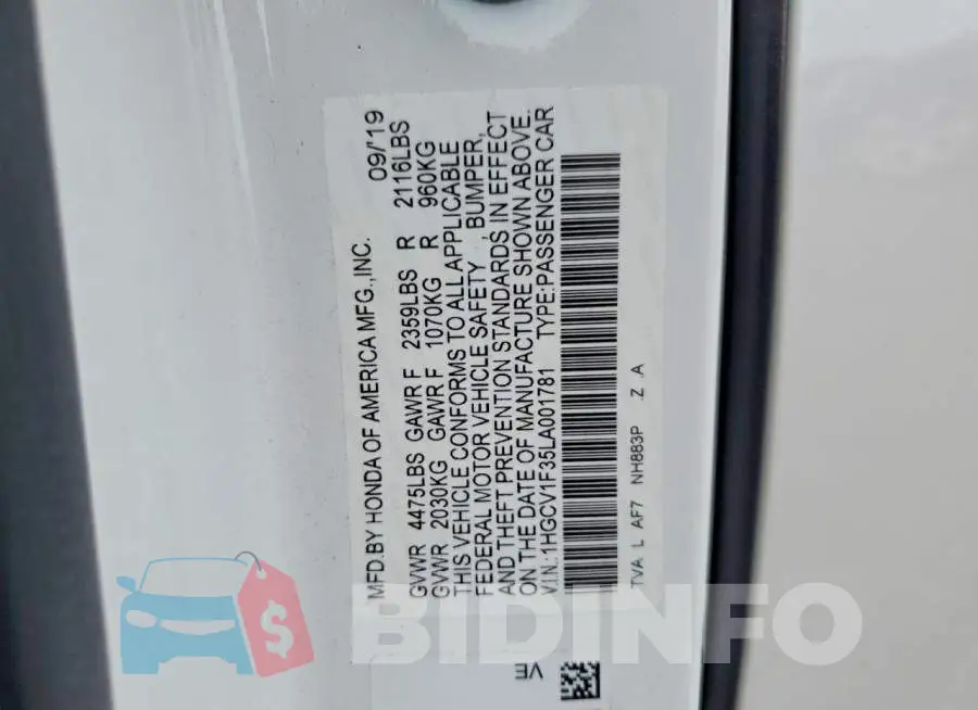 1HGCV1F35LA001781 Photo# 12