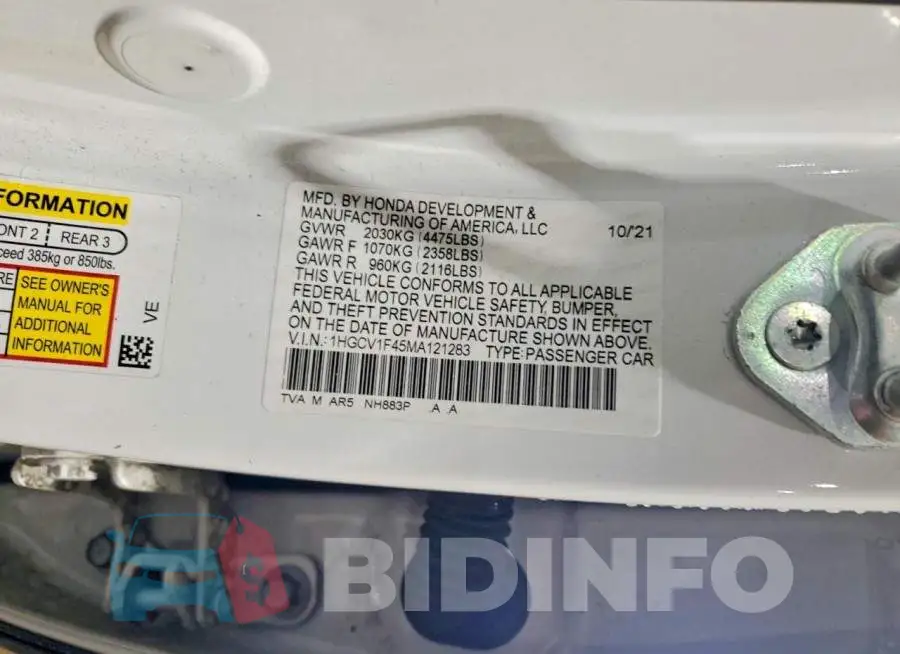 1HGCV1F45MA121283 Photo# 12