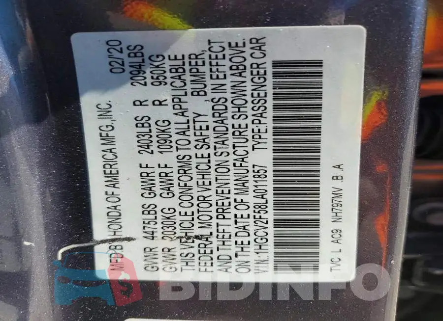 1HGCV2F58LA011857 Photo# 13