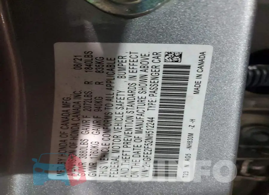 2HGFE2F52NH512244 Photo# 12