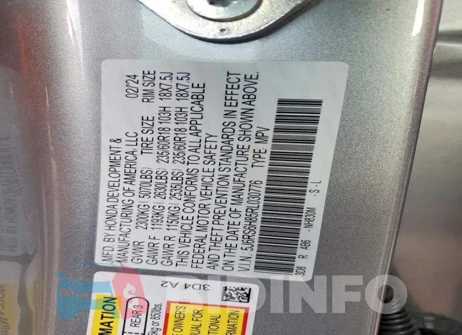 5J6RS6H85RL030776 Photo# 13