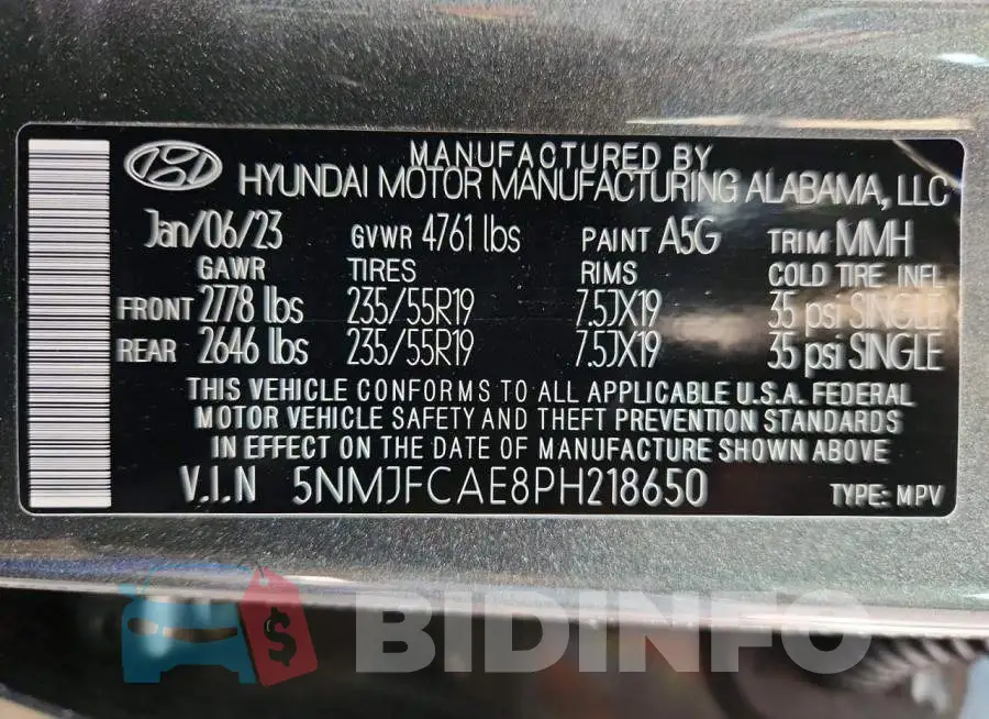 5NMJFCAE8PH218650 Photo# 13