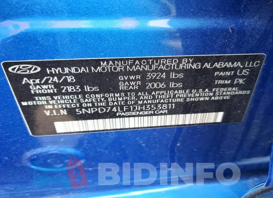 5NPD74LF1JH353811 Photo# 12