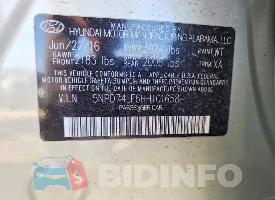 5NPD74LF6HH101658 Photo# 12