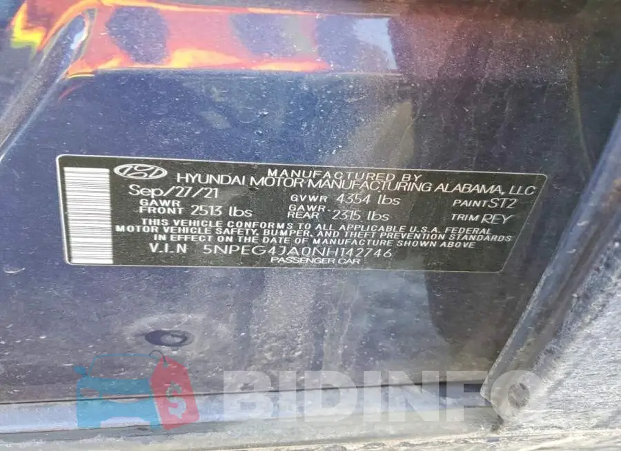 5NPEG4JA0NH142746 Photo# 12