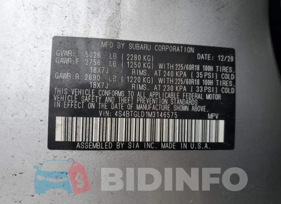 4S4BTGLD1M3146575 Photo# 13